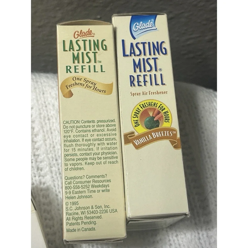 Glade Lasting Mist Refill 1995/6 Discontinued Set Of 3 One Open 2 Sealed Vanilla - Picture 4 of 7